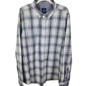 [g] George Classic Fit Button-Up Shirt Men's Size 3XL Long‎ Sleeve Plaid Gray